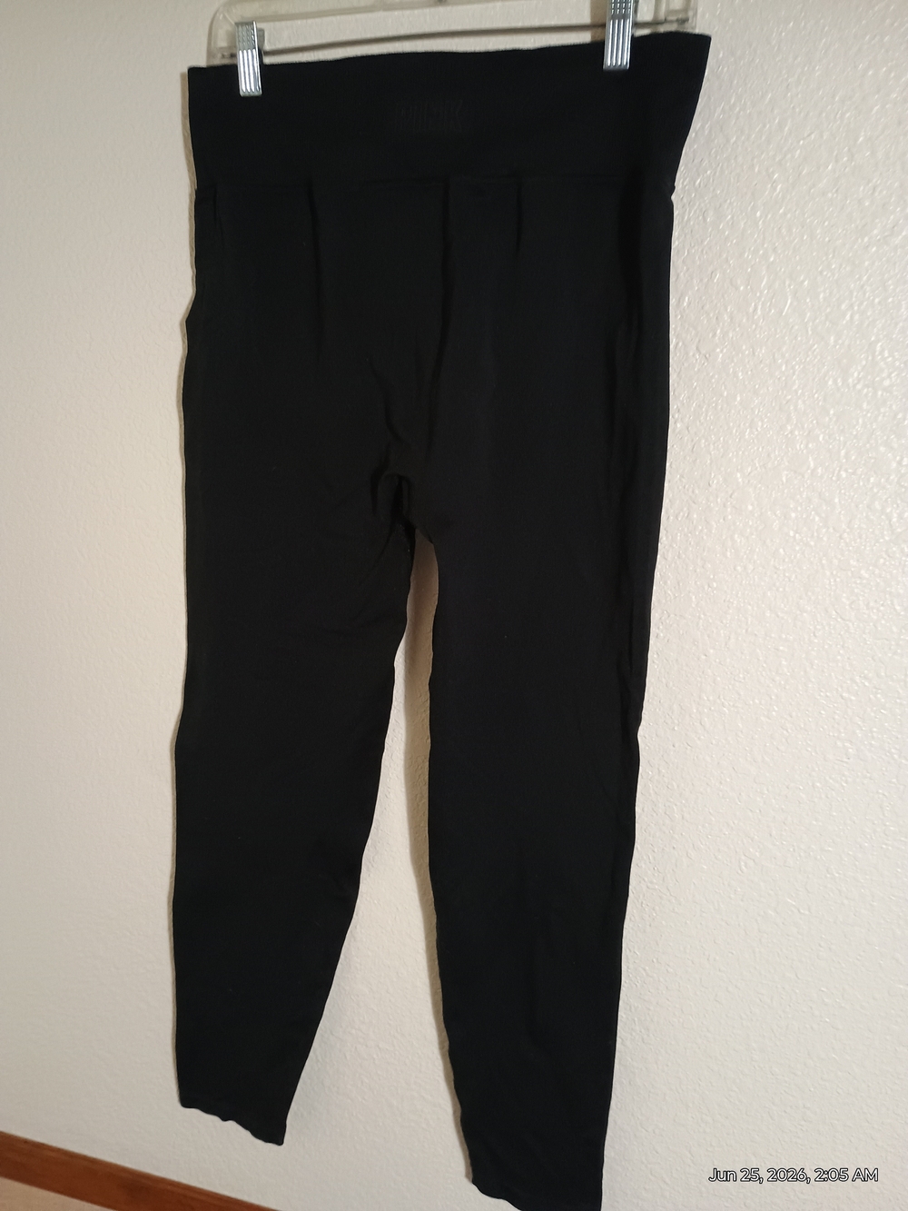 PINK Victoria's Secret Black Logo Ribbed Waistband Leggings